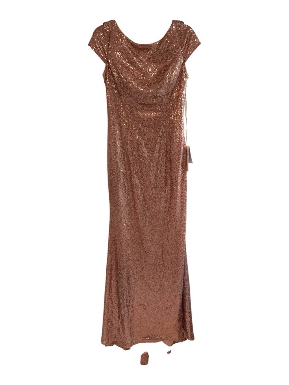 Bronze-ish/Pink-ish Sequin Cap-Sleeve Gown Size Large NWT